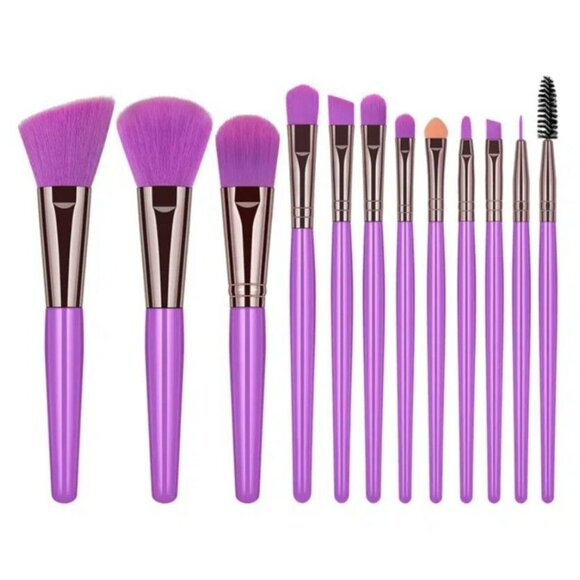 Ellie Anna 12 Piece Makeup Brush Set Smooth Scene Purple Gift Packaged - Picture 1 of 11